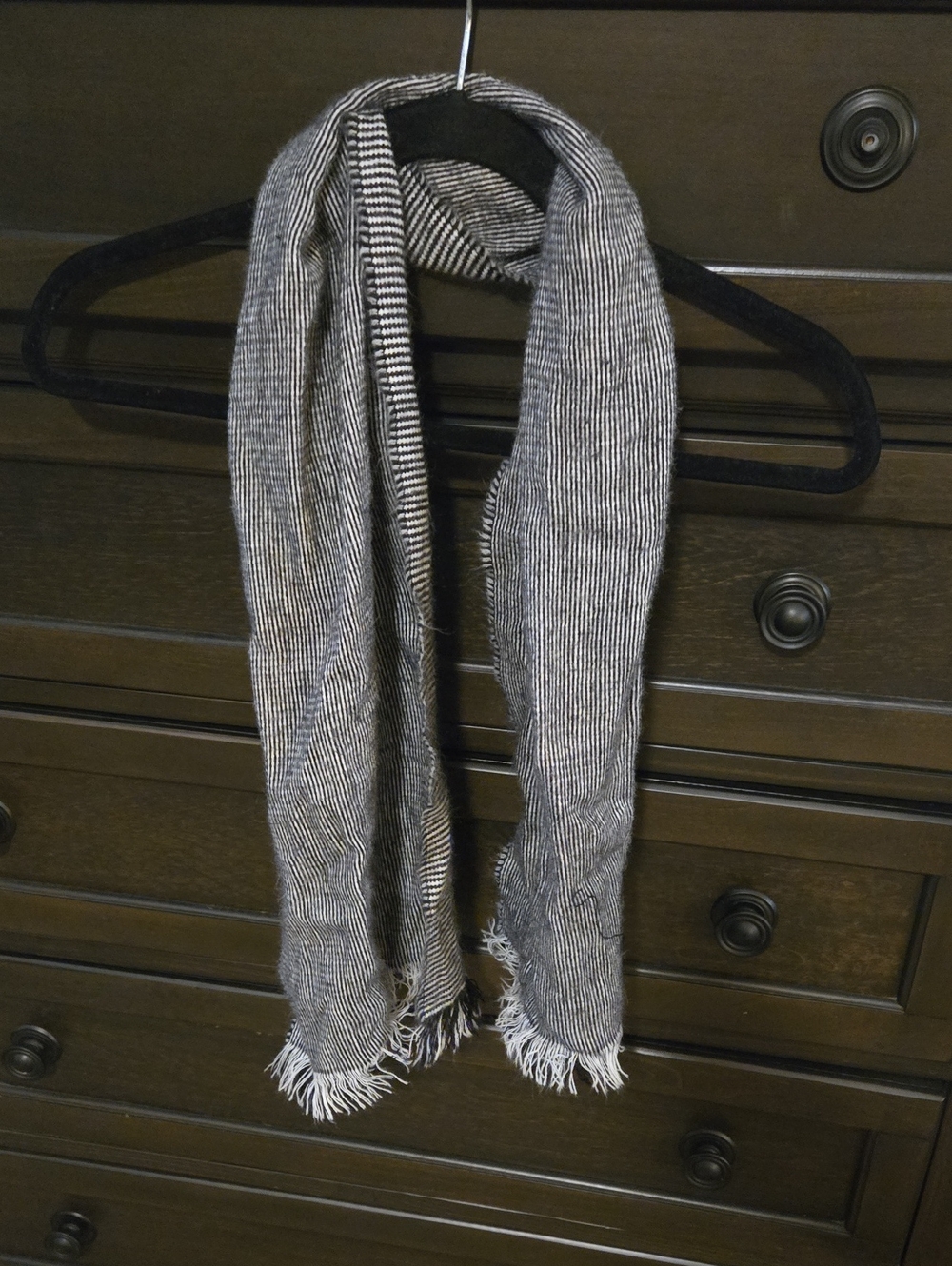 Black & White Striped Lightweight Scarf